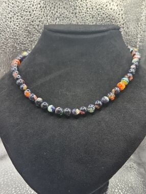 Handcrafted Multicolor Glass Bead Necklace - Murano Style Beads